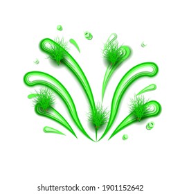Abstract Paper Cut Ilustration Water Splash Drops Color Green With Dill Background Vector Design Style
