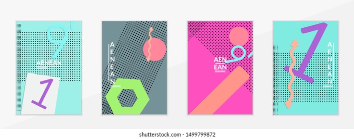 Abstract paper cut layout top view. Flyer templates with paper cut geometric shapes flat lay with 3d realistic shadow. Pastel colors. Vector cover set craft paper style.