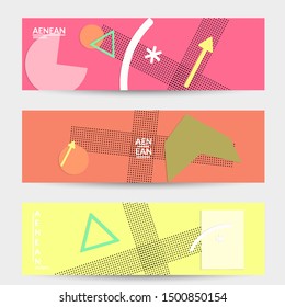 Abstract paper cut layout top view. Banner templates with paper cut geometric shapes flat lay with 3d realistic shadow. Pastel colors. Vector banner set craft paper style.