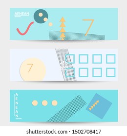Abstract paper cut layout top view. Banner templates with paper cut geometric shapes flat lay with 3d realistic shadow. Pastel colors. Vector banner set craft paper style.