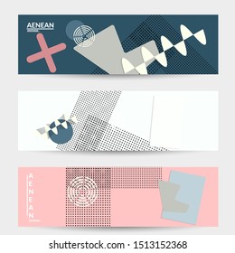 Abstract paper cut layout top view. Banner templates with paper cut geometric shapes flat lay with 3d realistic shadow. Pastel colors. Vector banner set craft paper style.