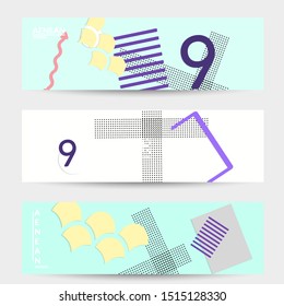 Abstract paper cut layout top view. Banner templates with paper cut geometric shapes flat lay with 3d realistic shadow. Pastel colors. Vector banner set craft paper style.