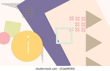 Abstract paper cut layout top view. Background template with paper cut geometric shapes flat lay with 3d realistic shadow. Pastel colors. Vector banner craft paper style.