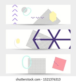 Abstract paper cut layout top view. Banner templates with paper cut geometric shapes flat lay with 3d realistic shadow. Pastel colors. Vector banner set craft paper style.