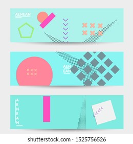 Abstract paper cut layout top view. Banner templates with paper cut geometric shapes flat lay with 3d realistic shadow. Pastel colors. Vector banner set craft paper style.