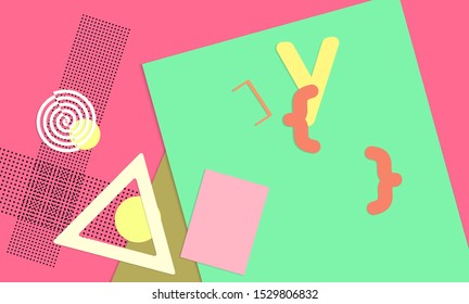 Abstract paper cut layout top view. Background template with paper cut geometric shapes flat lay with 3d realistic shadow. Pastel colors. Vector banner craft paper style.