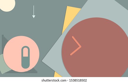 Abstract paper cut layout top view. Background template with paper cut geometric shapes flat lay with 3d realistic shadow. Pastel colors. Vector banner craft paper style.