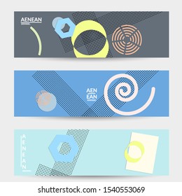 Abstract paper cut layout top view. Banner templates with paper cut geometric shapes flat lay with 3d realistic shadow. Pastel colors. Vector banner set craft paper style.