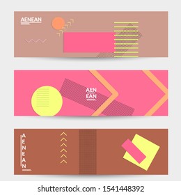 Abstract paper cut layout top view. Banner templates with paper cut geometric shapes flat lay with 3d realistic shadow. Pastel colors. Vector banner set craft paper style.