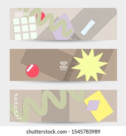 Vista superior de diseño de corte de papel abstracto. Las plantillas de banner con formas geométricas de corte de papel planas se ponen con una sombra 3d realista. Colores Pastel. Banner vectorial conjunto estilo artesanal de papel.