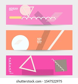 Abstract paper cut layout top view. Banner templates with paper cut geometric shapes flat lay with 3d realistic shadow. Pastel colors. Vector banner set craft paper style.