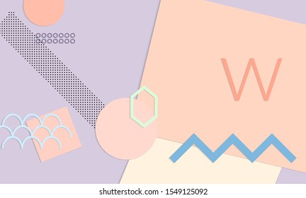 Abstract paper cut layout top view. Background template with paper cut geometric shapes flat lay with 3d realistic shadow. Pastel colors. Vector banner craft paper style.