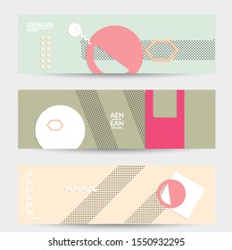 Abstract paper cut layout top view. Banner templates with paper cut geometric shapes flat lay with 3d realistic shadow. Pastel colors. Vector banner set craft paper style.
