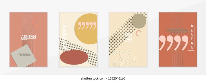 Abstract paper cut layout top view. Flyer templates with paper cut geometric shapes flat lay with 3d realistic shadow. Pastel colors. Vector cover set craft paper style.