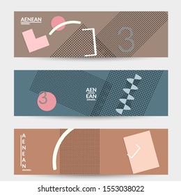 Abstract paper cut layout top view. Banner templates with paper cut geometric shapes flat lay with 3d realistic shadow. Pastel colors. Vector banner set craft paper style.
