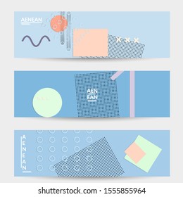 Abstract paper cut layout top view. Banner templates with paper cut geometric shapes flat lay with 3d realistic shadow. Pastel colors. Vector banner set craft paper style.