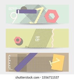 Abstract paper cut layout top view. Banner templates with paper cut geometric shapes flat lay with 3d realistic shadow. Pastel colors. Vector banner set craft paper style.