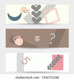 Abstract paper cut layout top view. Banner templates with paper cut geometric shapes flat lay with 3d realistic shadow. Pastel colors. Vector banner set craft paper style.