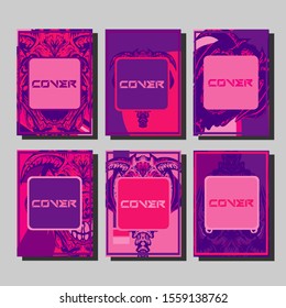 Abstract paper cut layout top view. Flyer templates with paper cut geometric. Pastel colors. Vector cover set craft paper style.