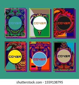 Abstract paper cut layout top view. Flyer templates with paper cut geometric. Pastel colors. Vector cover set craft paper style.