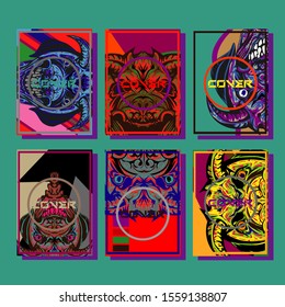 Abstract paper cut layout top view. Flyer templates with paper cut geometric. Pastel colors. Vector cover set craft paper style.