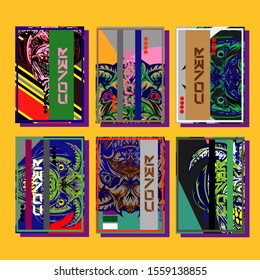 Abstract paper cut layout top view. Flyer templates with paper cut geometric. Pastel colors. Vector cover set craft paper style.