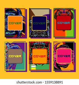 Abstract paper cut layout top view. Flyer templates with paper cut geometric. Pastel colors. Vector cover set craft paper style.