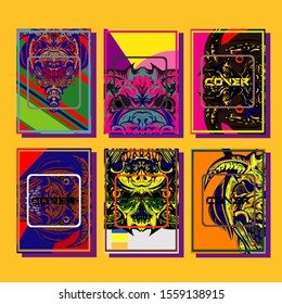 Abstract paper cut layout top view. Flyer templates with paper cut geometric. Pastel colors. Vector cover set craft paper style.