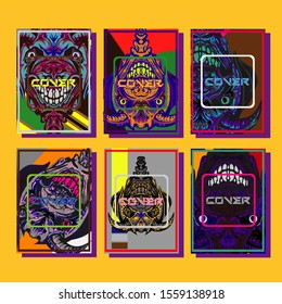 Abstract paper cut layout top view. Flyer templates with paper cut geometric. Pastel colors. Vector cover set craft paper style.