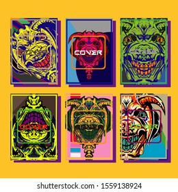 Abstract paper cut layout top view. Flyer templates with paper cut geometric. Pastel colors. Vector cover set craft paper style.
