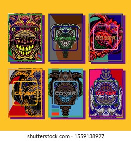 Abstract paper cut layout top view. Flyer templates with paper cut geometric. Pastel colors. Vector cover set craft paper style.