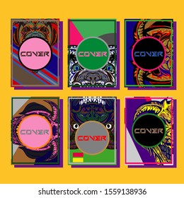 Abstract paper cut layout top view. Flyer templates with paper cut geometric. Pastel colors. Vector cover set craft paper style.