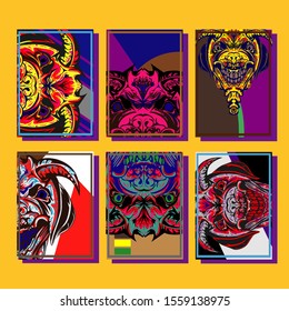 Abstract paper cut layout top view. Flyer templates with paper cut geometric. Pastel colors. Vector cover set craft paper style.
