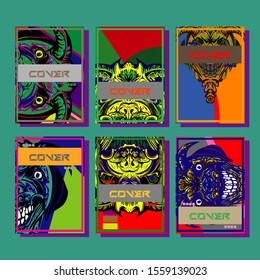 Abstract paper cut layout top view. Flyer templates with paper cut geometric. Pastel colors. Vector cover set craft paper style.