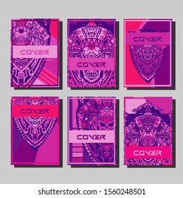 Abstract paper cut layout top view. Flyer templates with paper cut geometric. Pastel colors. Vector cover set craft paper style.