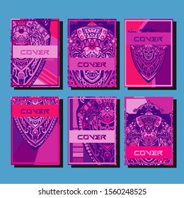 Abstract paper cut layout top view. Flyer templates with paper cut geometric. Pastel colors. Vector cover set craft paper style.