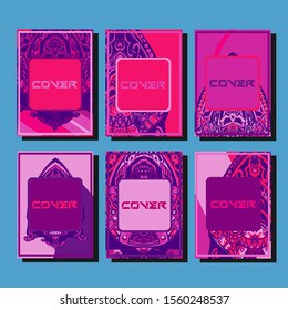 Abstract paper cut layout top view. Flyer templates with paper cut geometric. Pastel colors. Vector cover set craft paper style.