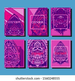 Abstract paper cut layout top view. Flyer templates with paper cut geometric. Pastel colors. Vector cover set craft paper style.