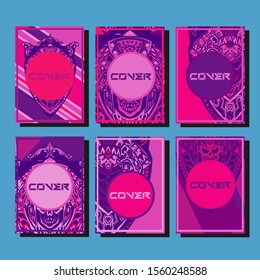 Abstract paper cut layout top view. Flyer templates with paper cut geometric. Pastel colors. Vector cover set craft paper style.