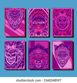 Abstract paper cut layout top view. Flyer templates with paper cut geometric. Pastel colors. Vector cover set craft paper style.