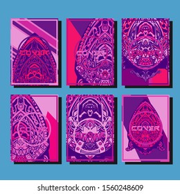 Abstract paper cut layout top view. Flyer templates with paper cut geometric. Pastel colors. Vector cover set craft paper style.