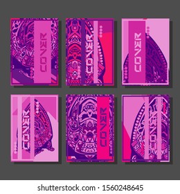 Abstract paper cut layout top view. Flyer templates with paper cut geometric. Pastel colors. Vector cover set craft paper style.