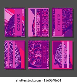 Abstract paper cut layout top view. Flyer templates with paper cut geometric. Pastel colors. Vector cover set craft paper style.