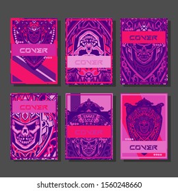 Abstract paper cut layout top view. Flyer templates with paper cut geometric. Pastel colors. Vector cover set craft paper style.
