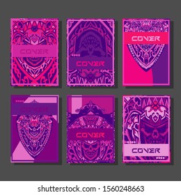Abstract paper cut layout top view. Flyer templates with paper cut geometric. Pastel colors. Vector cover set craft paper style.