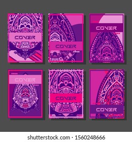 Abstract paper cut layout top view. Flyer templates with paper cut geometric. Pastel colors. Vector cover set craft paper style.