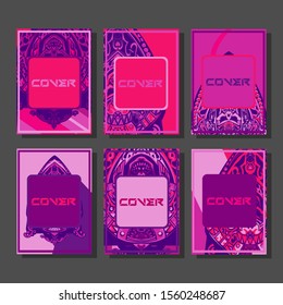 Abstract paper cut layout top view. Flyer templates with paper cut geometric. Pastel colors. Vector cover set craft paper style.