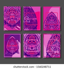 Abstract paper cut layout top view. Flyer templates with paper cut geometric. Pastel colors. Vector cover set craft paper style.
