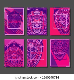 Abstract paper cut layout top view. Flyer templates with paper cut geometric. Pastel colors. Vector cover set craft paper style.