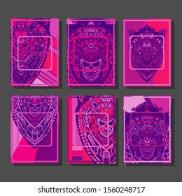 Abstract paper cut layout top view. Flyer templates with paper cut geometric. Pastel colors. Vector cover set craft paper style.